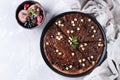 Dessert chocolate pizza Royalty Free Stock Photo