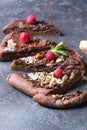 Dessert chocolate pizza Royalty Free Stock Photo