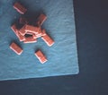 Sweet swiss chocolate candies on a stone tabletop, flatlay