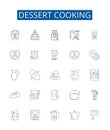 Dessert cooking line icons signs set. Design collection of Baking, Ice cream, Confectionery, Icing, Fruits, Whipped