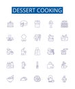 Dessert cooking line icons signs set. Design collection of Baking, Ice cream, Confectionery, Icing, Fruits, Whipped
