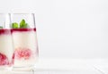 Dessert of cream and berries in a glass copy space Royalty Free Stock Photo