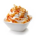 Dessert cream with caramel and peanuts