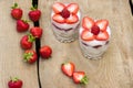 Dessert with cream and fresh strawberries Royalty Free Stock Photo