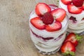 Dessert with cream and fresh strawberries Royalty Free Stock Photo