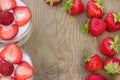 Dessert with cream and fresh strawberries (can be used as background, card) Royalty Free Stock Photo