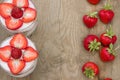 Dessert with cream and fresh strawberries (can be used as background, card) Royalty Free Stock Photo