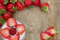 Dessert with cream and fresh strawberries (can be used as background, card) Royalty Free Stock Photo