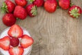 Dessert with cream and fresh strawberries can be used as background, card Royalty Free Stock Photo