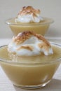 Dessert with cream in glass bowls