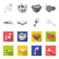 Dessert with cream, a sandwich and other food. Food set collection icons in monochrome,flat style vector symbol stock Royalty Free Stock Photo