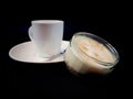 Dessert creamycup teaspoon espresso hotdrink sweetset dessert tasty Royalty Free Stock Photo