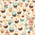 dessert cupcakes sweets pastries pattern scrapbooking naturecore multicolored in the style of naturalistic