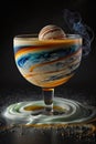 Dessert drink inspired by the planet saturn