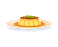 Dessert flan or pudding with caramel. Vector illustration Royalty Free Stock Photo