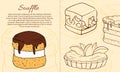 Dessert flyer template. Cakes card illustration for design and web