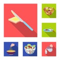 Dessert fragrant flat icons in set collection for design. Food and sweetness vector symbol stock web illustration. Royalty Free Stock Photo