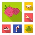 Dessert fragrant flat icons in set collection for design. Food and sweetness vector symbol stock web illustration. Royalty Free Stock Photo