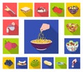 Dessert fragrant flat icons in set collection for design. Food and sweetness vector symbol stock web illustration. Royalty Free Stock Photo