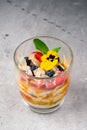 dessert with fresh berries and fruits in a glass Royalty Free Stock Photo