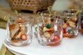 Dessert in glass for Party, Mini cocktail, Desserts and snacks for wedding party