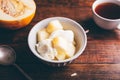 Dessert of Ice Cream Mixed with Chopped Melon