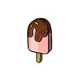 dessert ice cream popsicle with chocolate and vector illustration Royalty Free Stock Photo