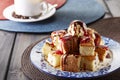 Dessert, Ice cream toast and coffee on the wooden table Royalty Free Stock Photo