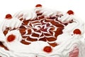 Dessert - iced cake with cherries Royalty Free Stock Photo