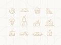 Dessert icons art deco beige Royalty Free Stock Photo