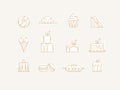 Dessert icons art deco beige and white Royalty Free Stock Photo