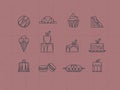 Dessert icons art deco coral