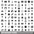 100 dessert icons set, simple style Royalty Free Stock Photo