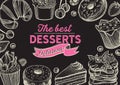 Dessert illustration - cake, donut, croissant, cupcake, muffin for bakery