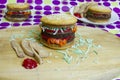 Dessert impostor hamburger and cheeseburgers with fries