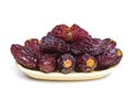 Dessert Medjoul Jumbo Dates in a plate. Royalty Free Stock Photo