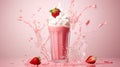 Dessert milk glass fresh beverage smoothie drink milkshake yogurt strawberry sweet shake fruit Royalty Free Stock Photo
