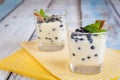 Dessert with natural yogurt, lemon curd and blueberries