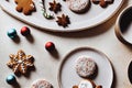 Dessert for New Year's holiday in form of delicious gingerbread cookies
