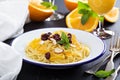 Dessert pasta with orange Royalty Free Stock Photo