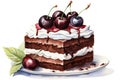 Dessert pastry slice cherry tasty bakery food sweet piece background delicious cake cream chocolate