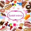 Dessert pattern and frame with text. Royalty Free Stock Photo