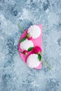 Dessert. Pink marshmallows decorated with flowers Royalty Free Stock Photo