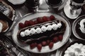 Dessert Plate with Chocolate Eclair Royalty Free Stock Photo