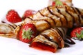 Dessert plate witn pancakes and strawberry