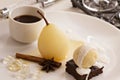 Dessert with poached pears Royalty Free Stock Photo