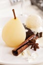 Dessert with poached pears Royalty Free Stock Photo