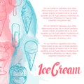 Dessert poster with hand drawn ice cream and watercolor effect