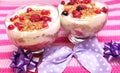 Dessert of pudding and berries