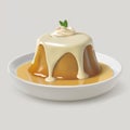 Dessert pudding with dulce de leche syrup